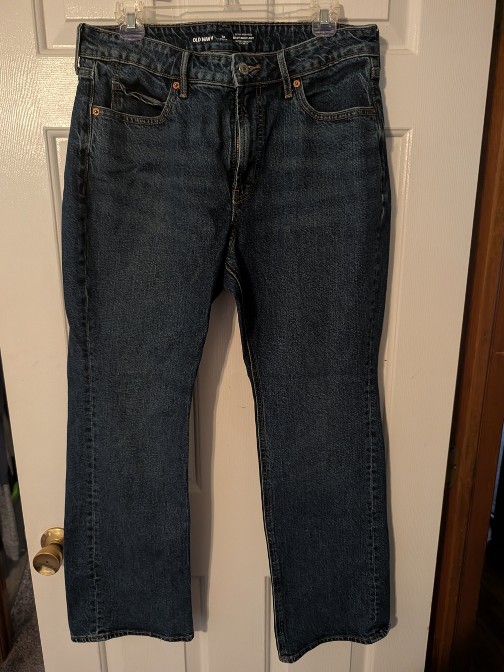 Old Navy Extra High-Rise Baby Boot-Cut Jeans | Dark Wash | Size 12 Petite